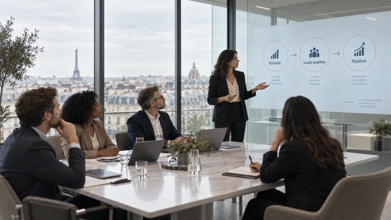 Stratégie digitale B2B à Paris : relier visibilité, leads qualifiés et pipeline