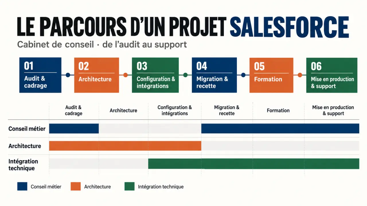 Cabinet de conseil Salesforce : étapes d’un projet d’intégration et d’accompagnement CRM